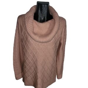 Ilanco Knit Pink Slouchy Draped Turtleneck Sweater XL